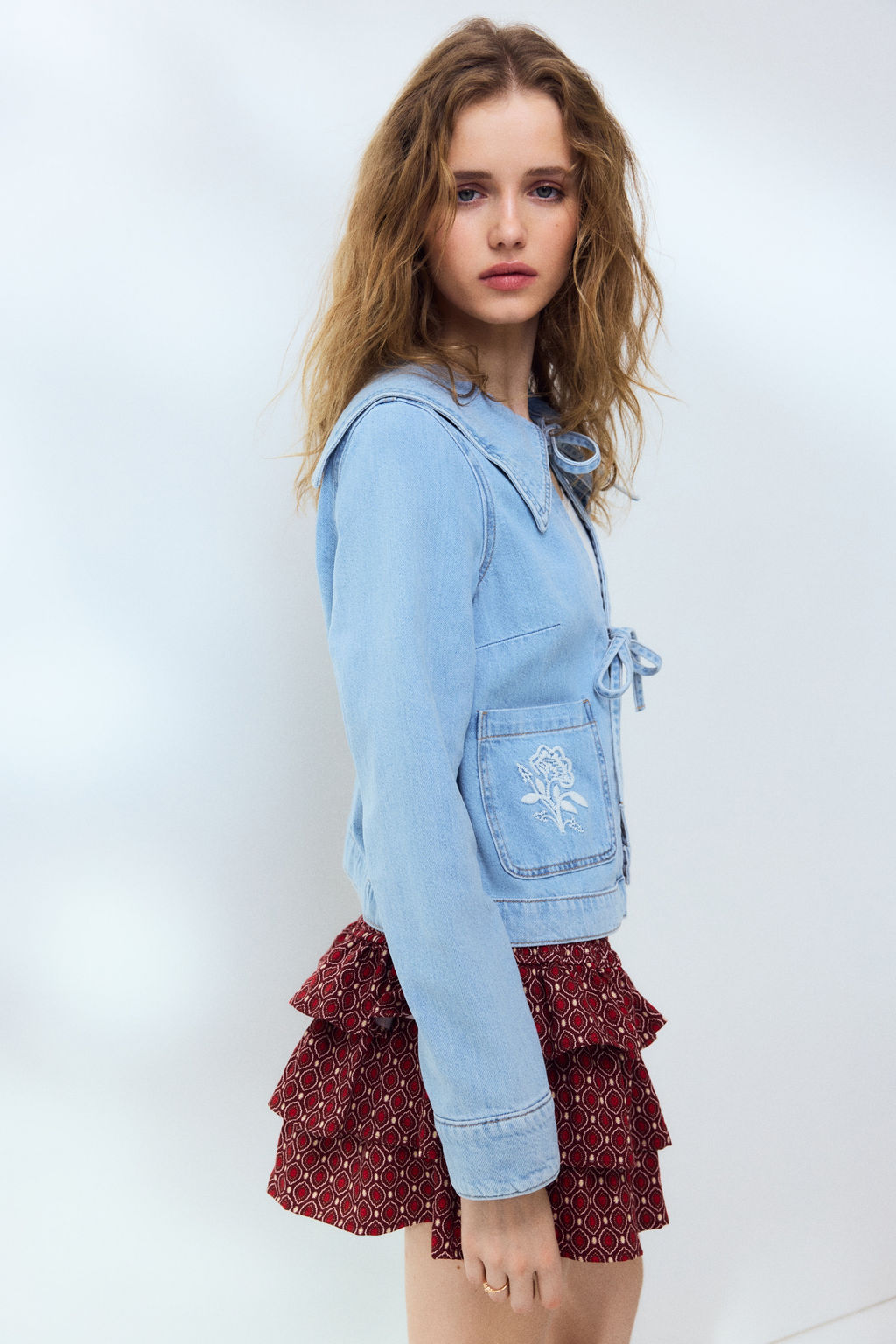 Tie-front denim jacket - H&m фото 4