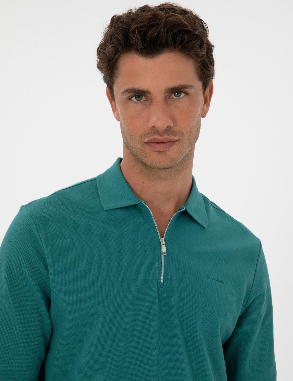 Z_mr_t Slim Fit K_vr_lmaz Fermuarl_ Polo Yaka Basic Pike Sweatshirt