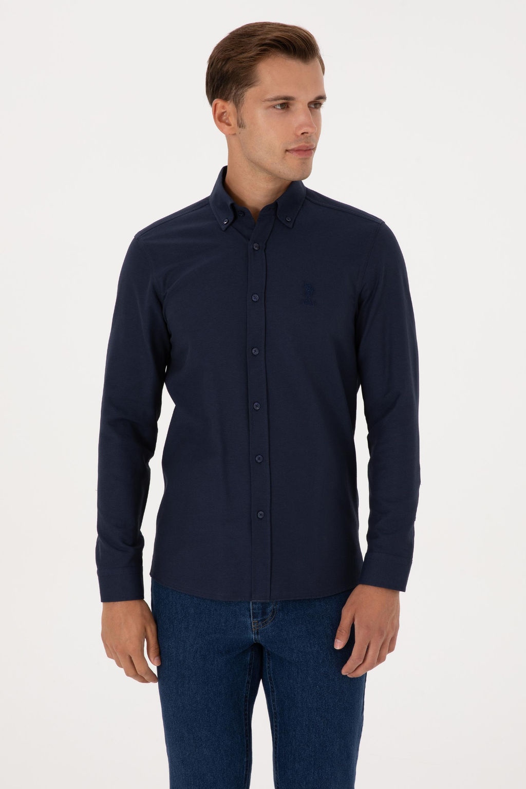 Erkek Lacivert Uzun Kollu Basic G_mlek
