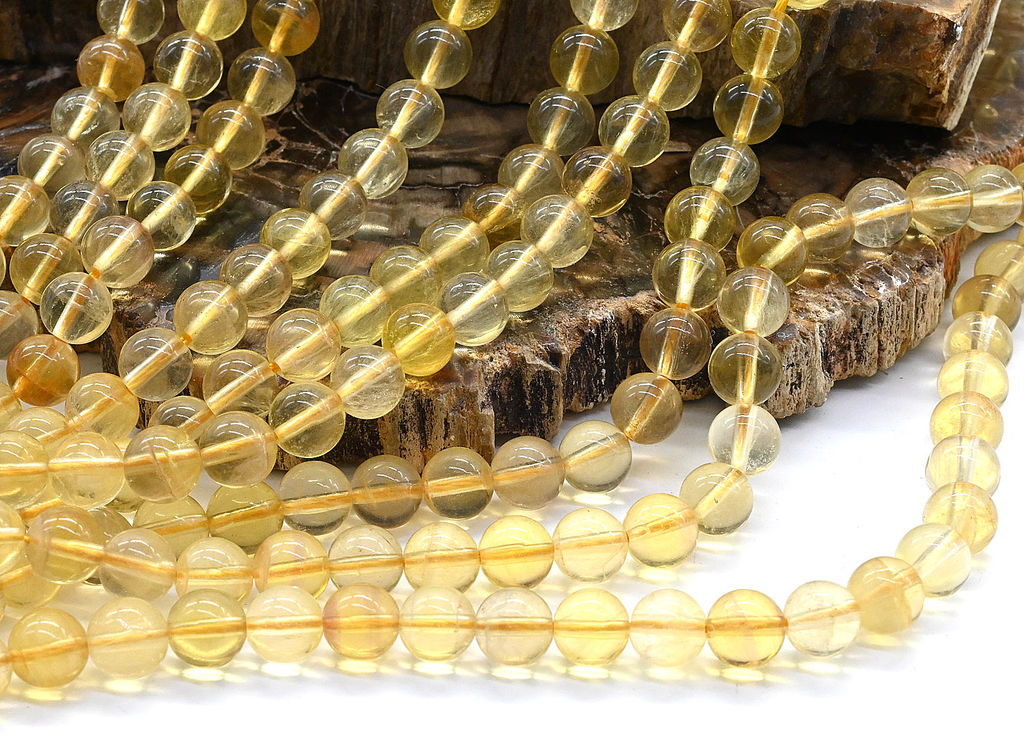 Бусины из флюорита жёлтого шарик 6мм, 40см, 63 бусины Радуга камня