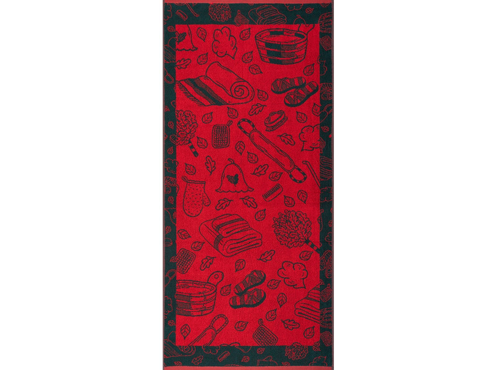 Полотенце махровое 6с102.411ж1 Атрибуты бани(т.зеленый1) 67х150см