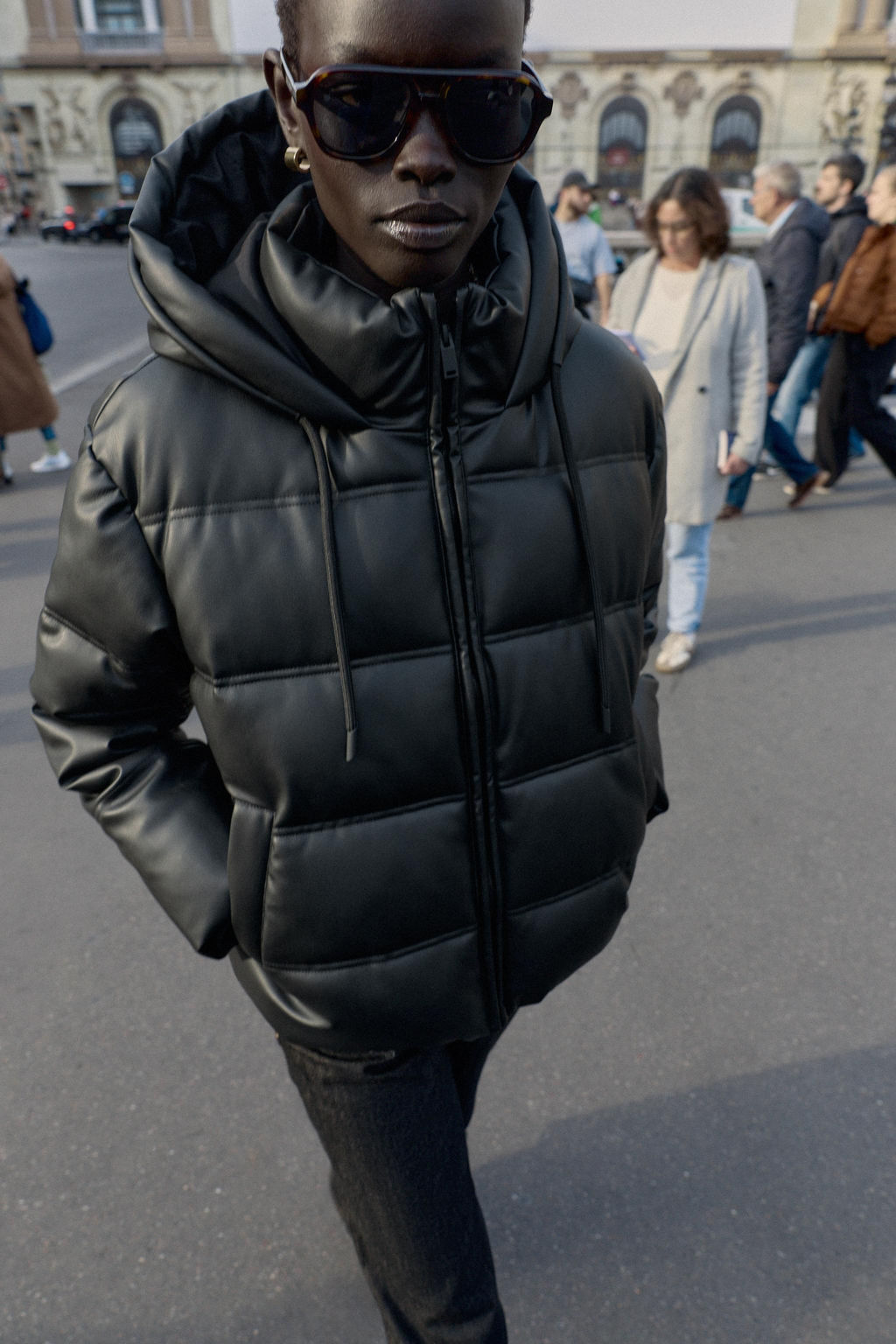 WATER-REPELLENT AND WINDPROOF QUILTED FAUX LEATHER ANORAK - Zara фото 14