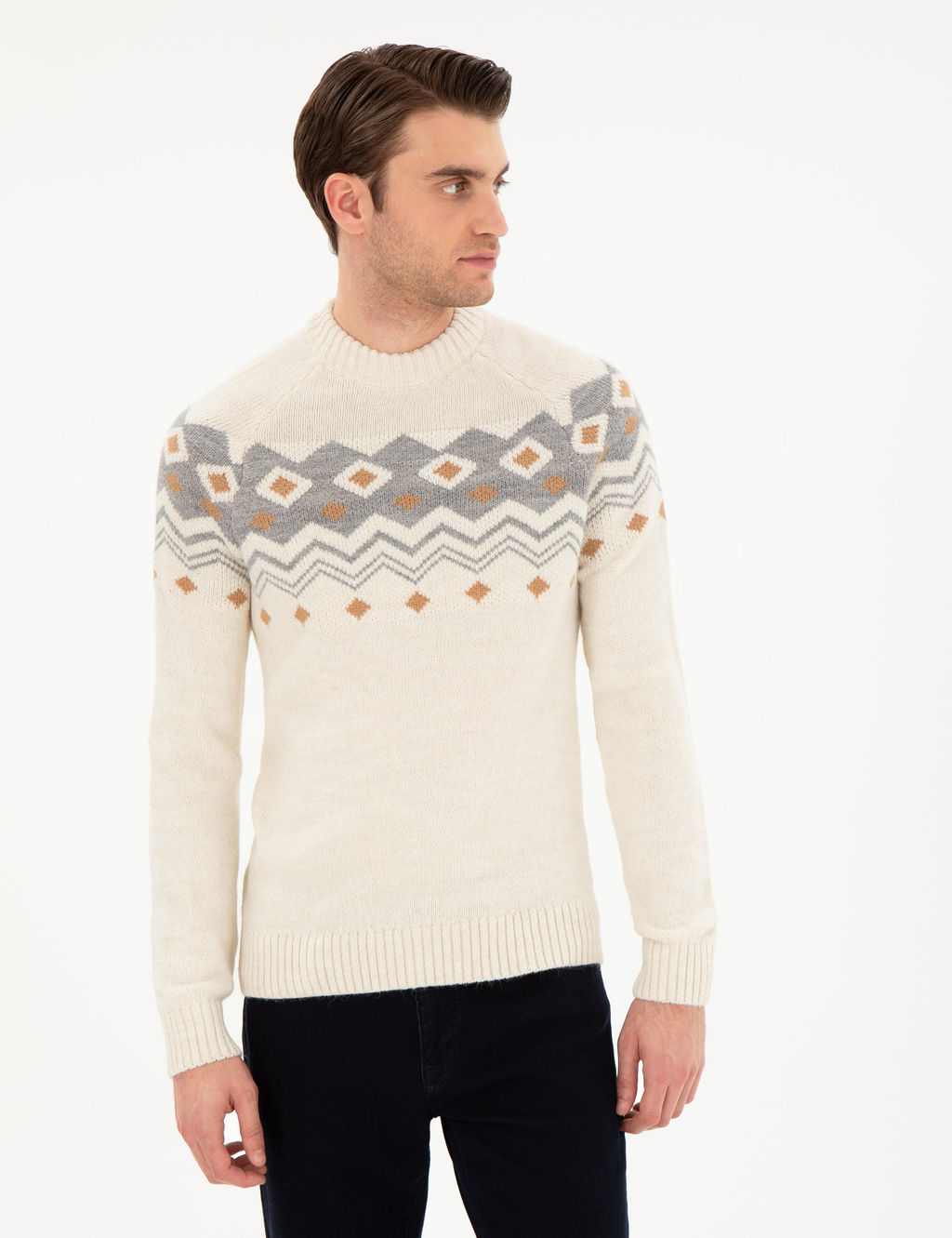 Ekru Slim Fit Kazak