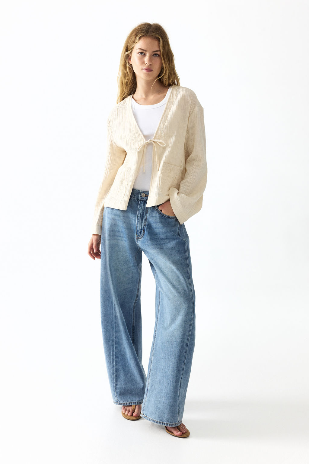Chaqueta de muselina con lazada - H&m фото 5
