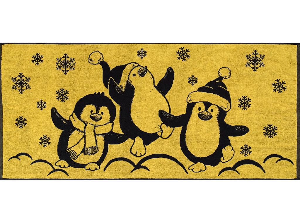 Полотенце махровое 6с102.411ж1 Пингвины(т.желтый) 67х150см