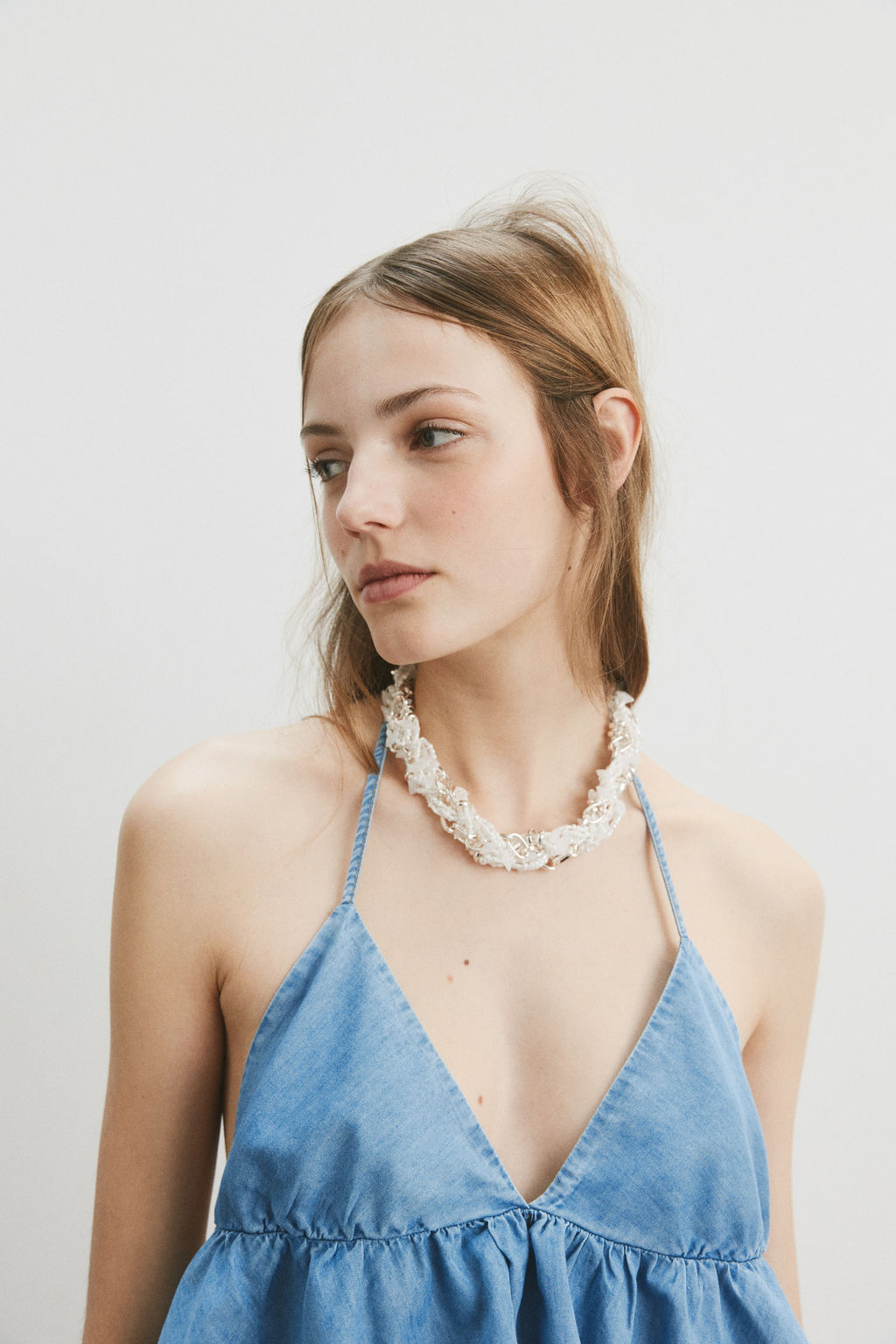 Top denim con escote halter - H&m фото 7