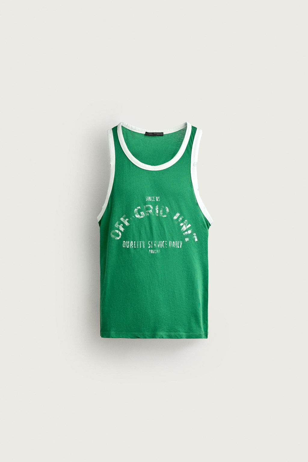 CAMISETA TANK  CONTRASTE EFECTO VINTAGE / Verde / Crudo - Zara фото 6