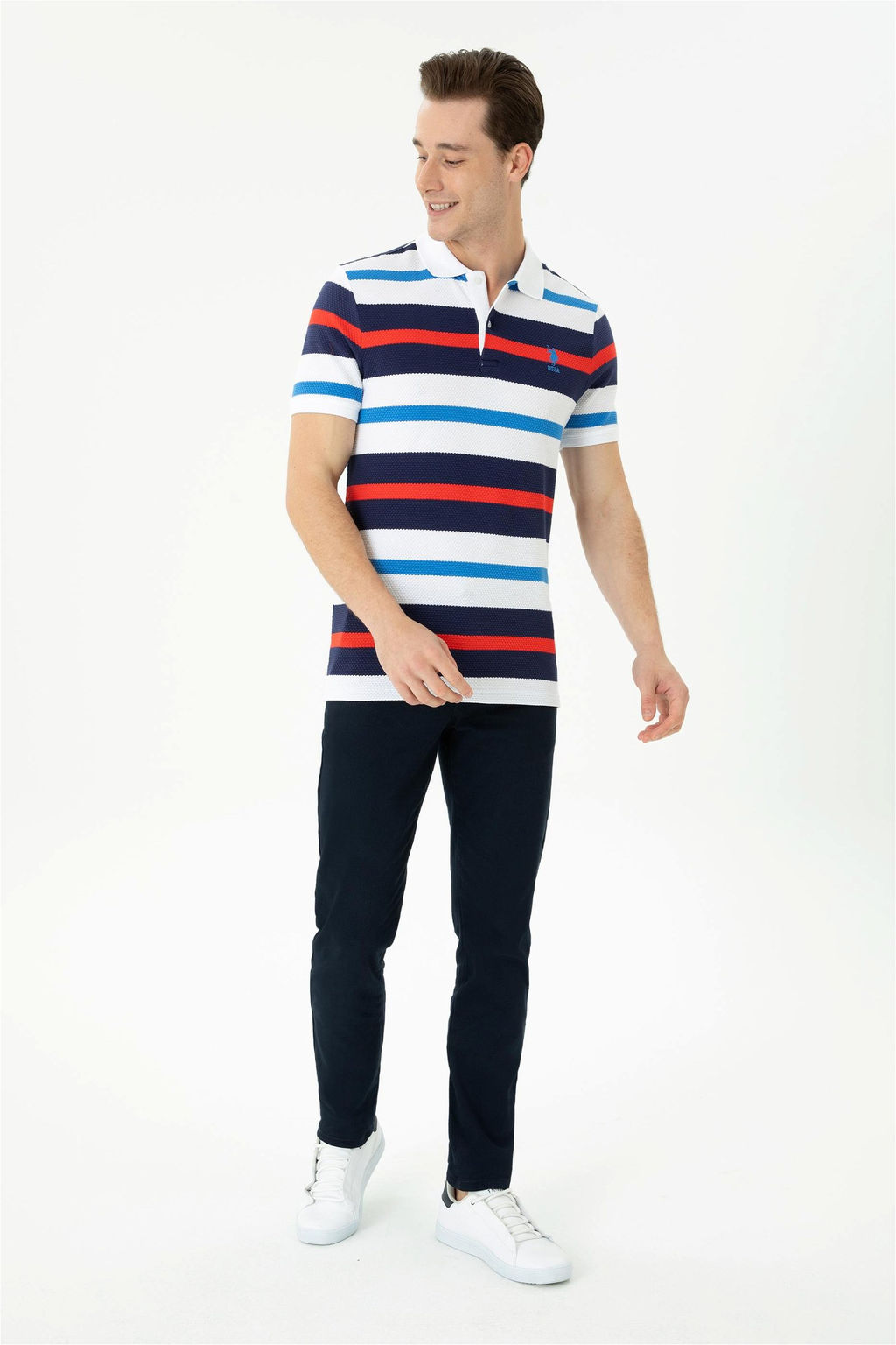 Мужская темно-синяя футболка с воротником-поло - U.s. polo assn фото 4