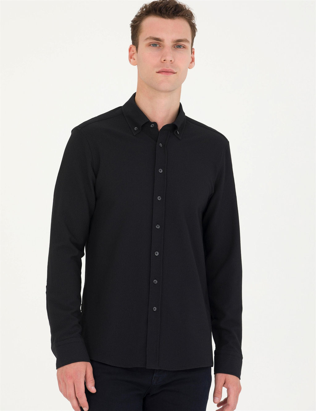 Siyah Slim Fit Uzun Kollu G_mlek