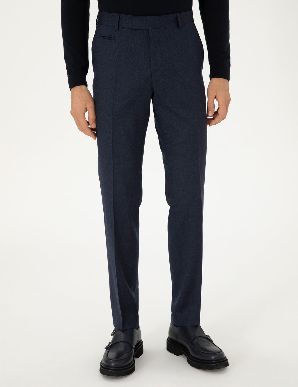 Тканевые брюки узкого кроя темно-синего цвета - Cacharel фото 2