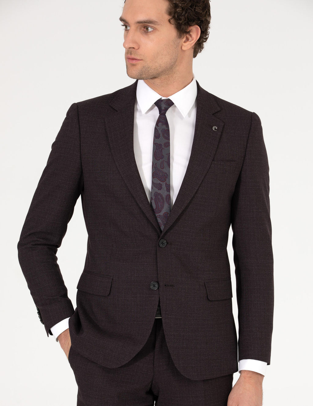 Бордово-красный приталенный костюм - Cacharel фото 2