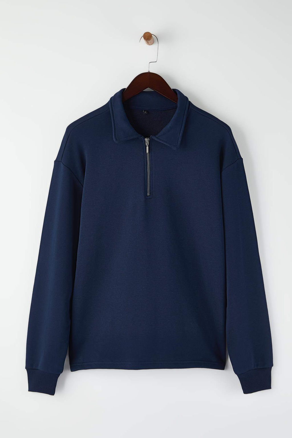 Gri Yeni Oversize/Genis Kesim Fermuarl? Gomlek Yaka Ici Sardonsuz Sweatshirt TMNAW26SW00013 - Trendyolmilla фото 11