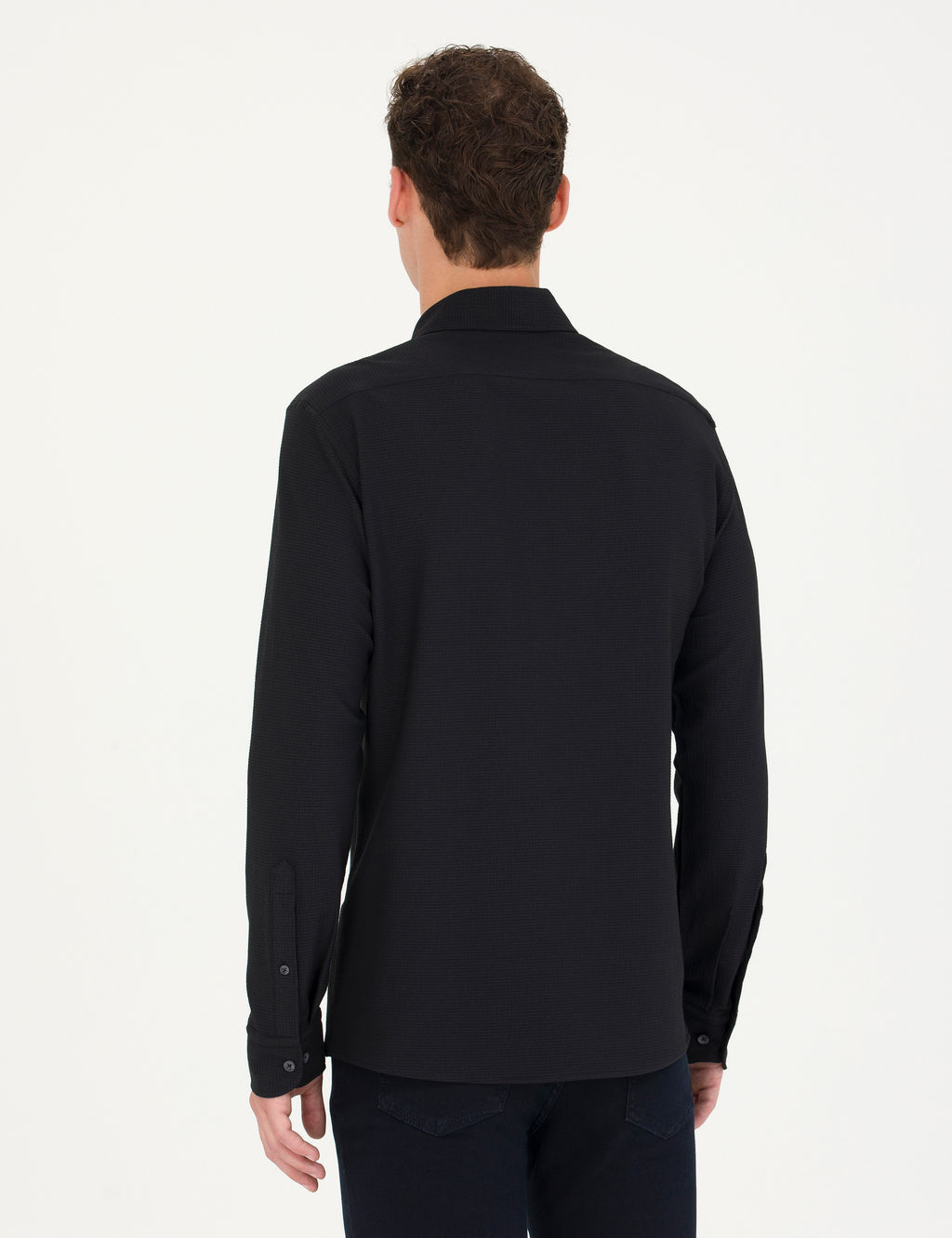 Siyah Slim Fit Uzun Kollu G_mlek