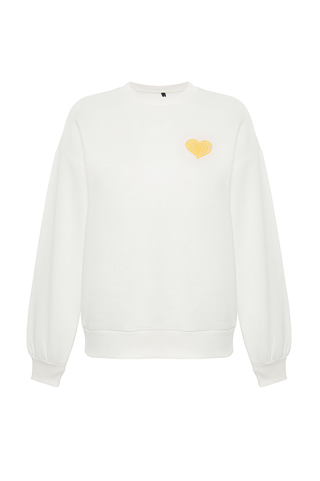 Ekru Kal?n Ici Polarl? Gogus ve S?rt Kabartma Bask?l? Oversize Orme Sweatshirt TWOAW24SW00226