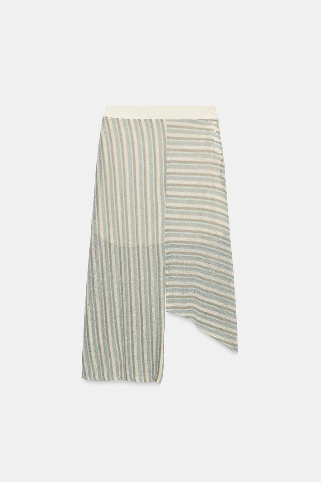 ASYMMETRIC STRIPED SKIRT - Zara фото 8