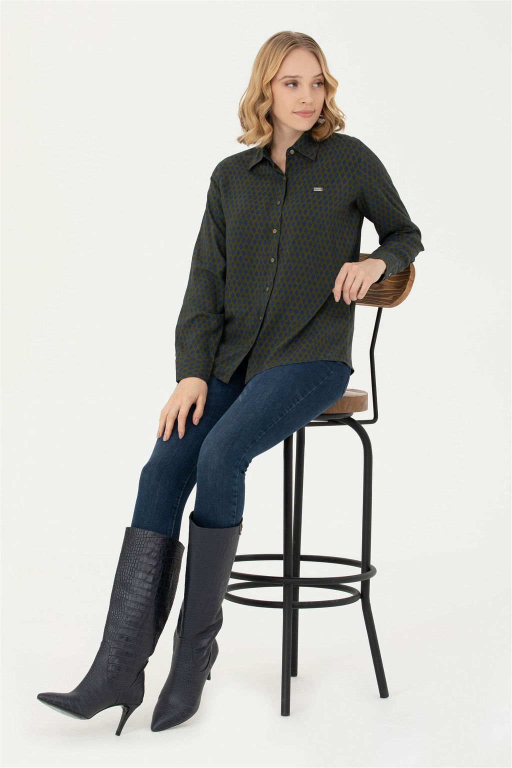 Женская рубашка цвета хаки с длинным рукавом Неожиданная скидка в корзине - U.s. polo assn фото 4