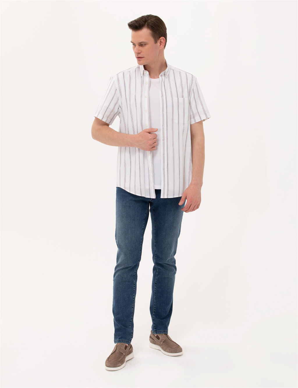 Lacivert Comfort Fit K_sa Kollu G_mlek - Pierre cardin фото 4