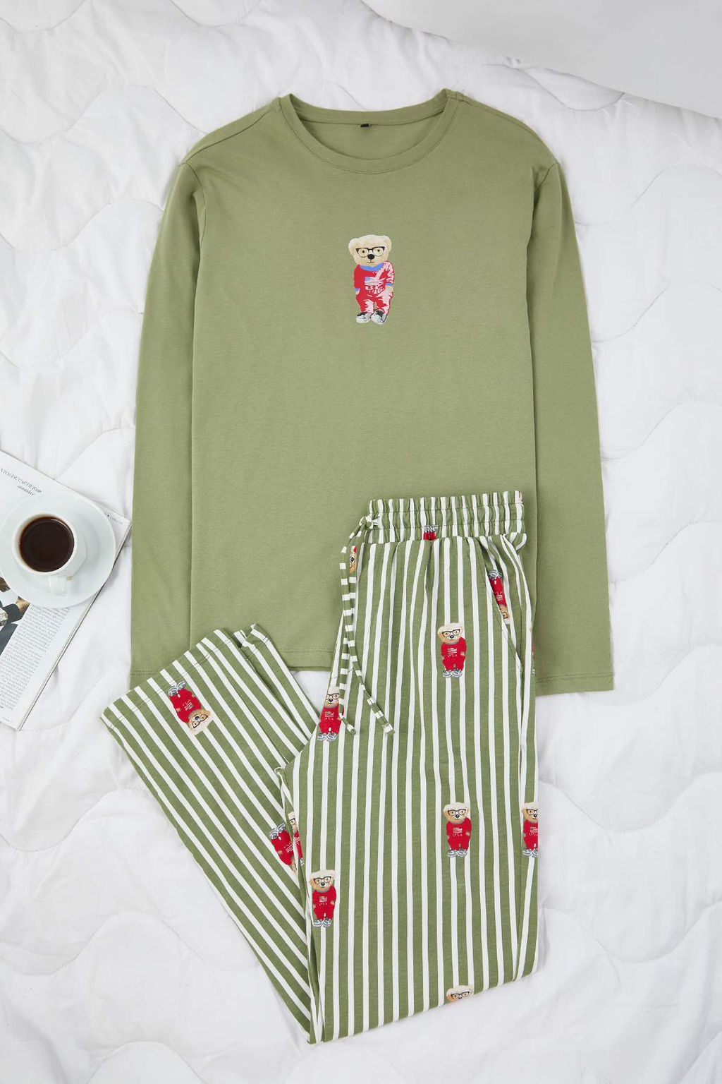 TRENDYOL MAN Gri Ay?c?kl? Regular Fit Orme Pijama Tak?m? TMNAW25PT00055 - Trendyolmilla фото 4