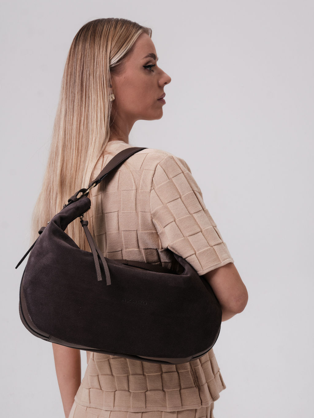 Сумка замшевая багет Azaro 30861 коричневый торф