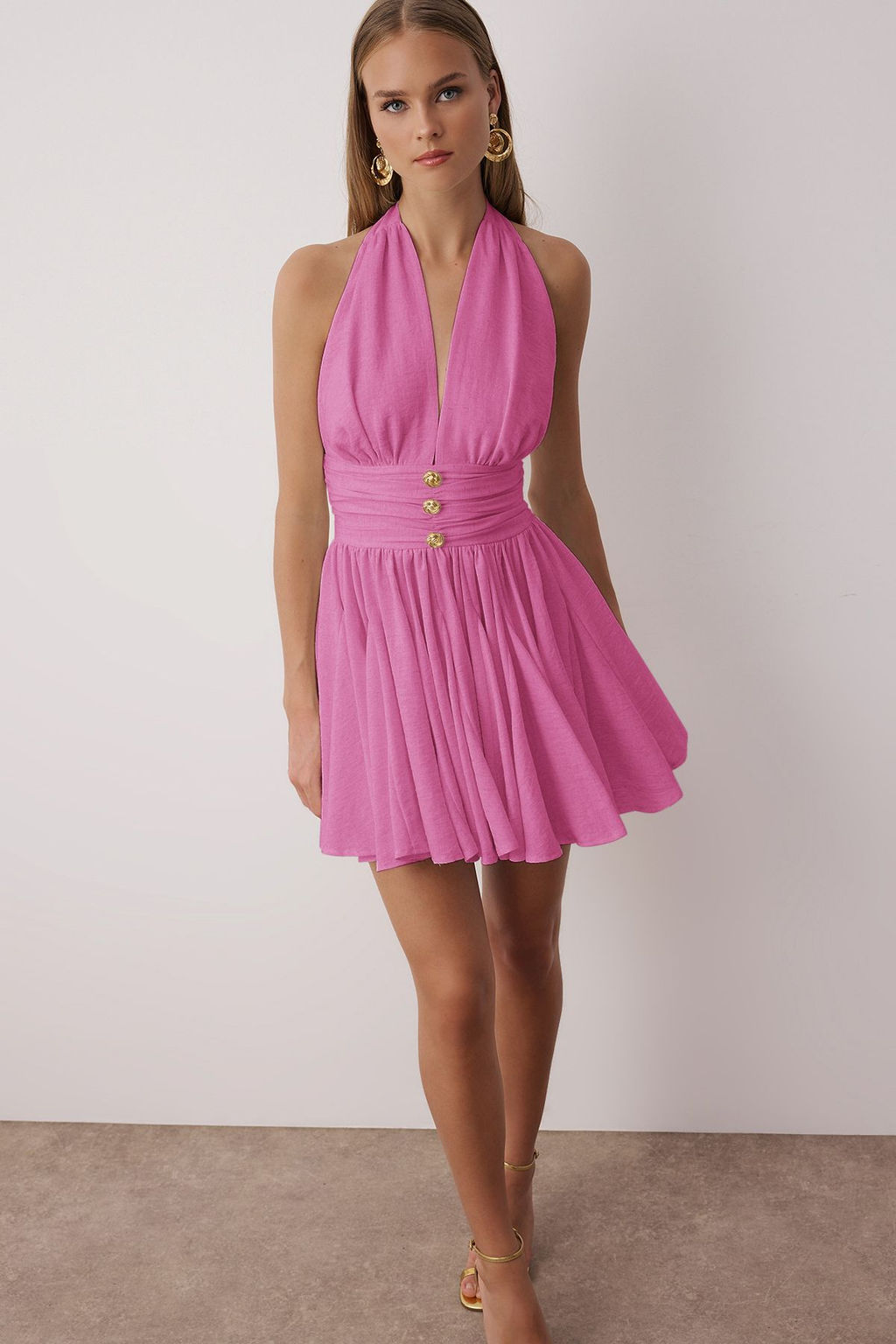 Mavi Belden Ac?lan/Skater Dusme Detayl? Sifon K?sa/Mini Elbise TPRSS25EL00319 - Trendyolmilla фото 14