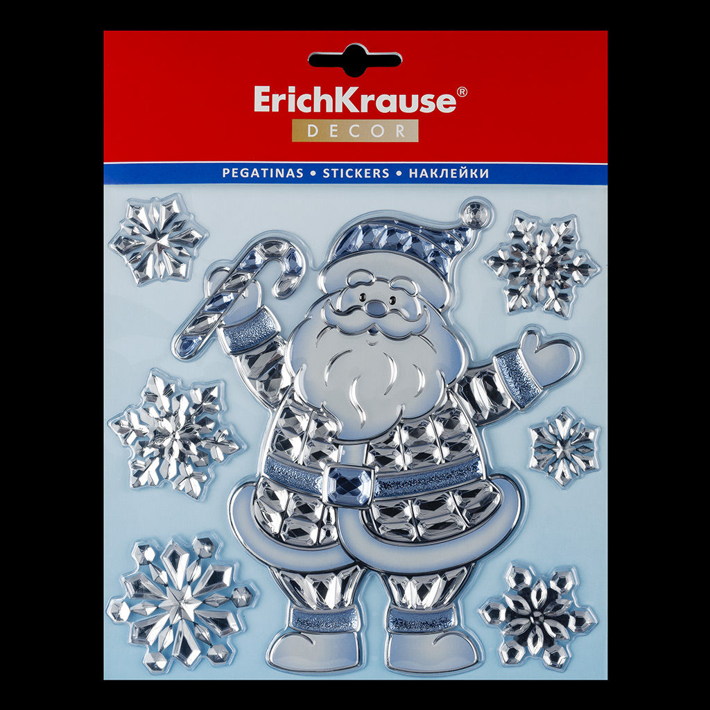 Цена за 1 шт. Набор наклеек ErichKrause Decor Дед Мороз Кристалл 18х23см