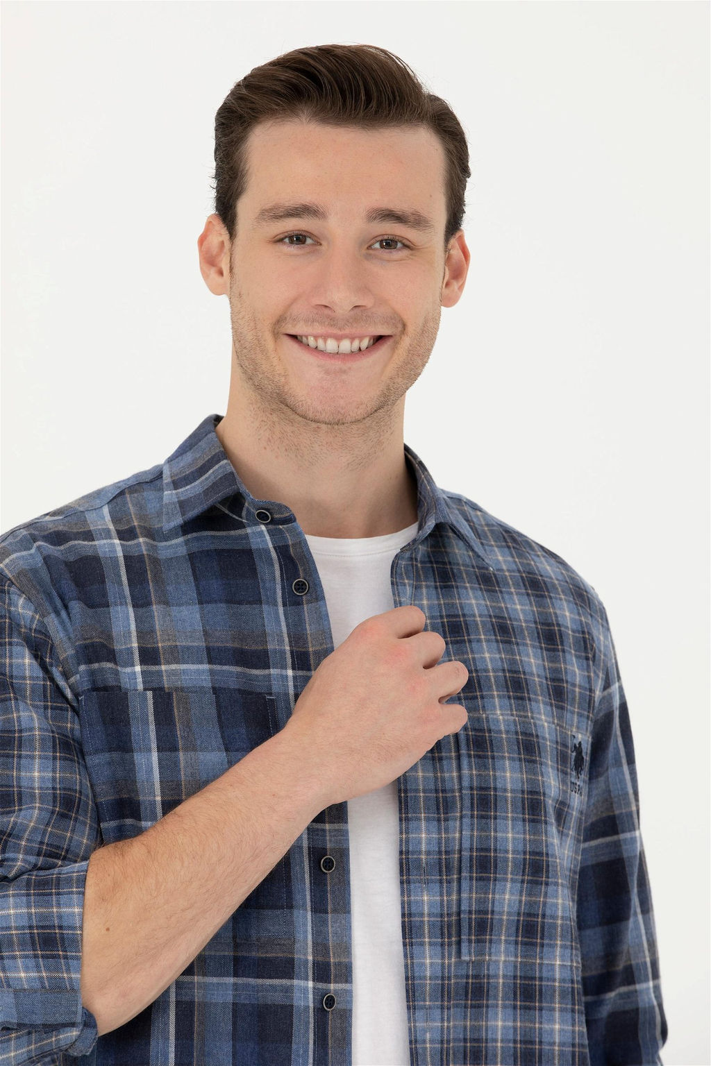 Мужская синяя рубашка с длинным рукавом - U.s. polo assn фото 9