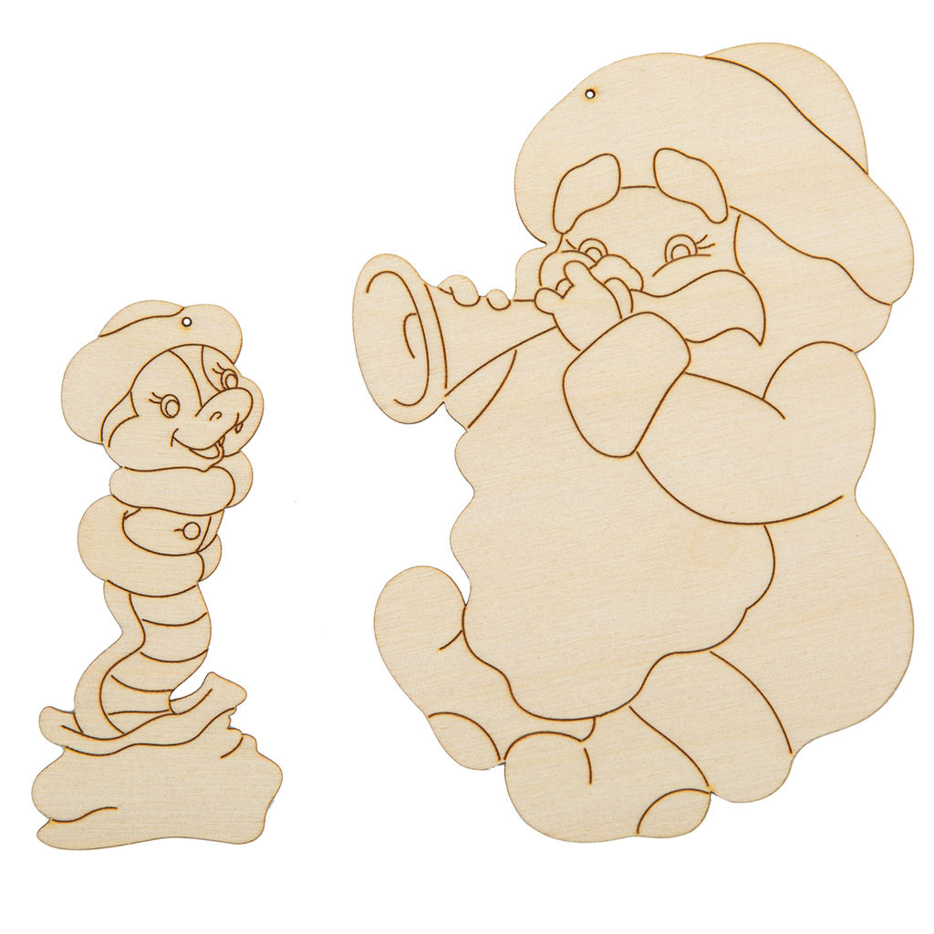 Заготовка для декорирования Mr. Carving ВД-1251 Набор подвесок фанера 0.3 см Дед Мороз со змеей