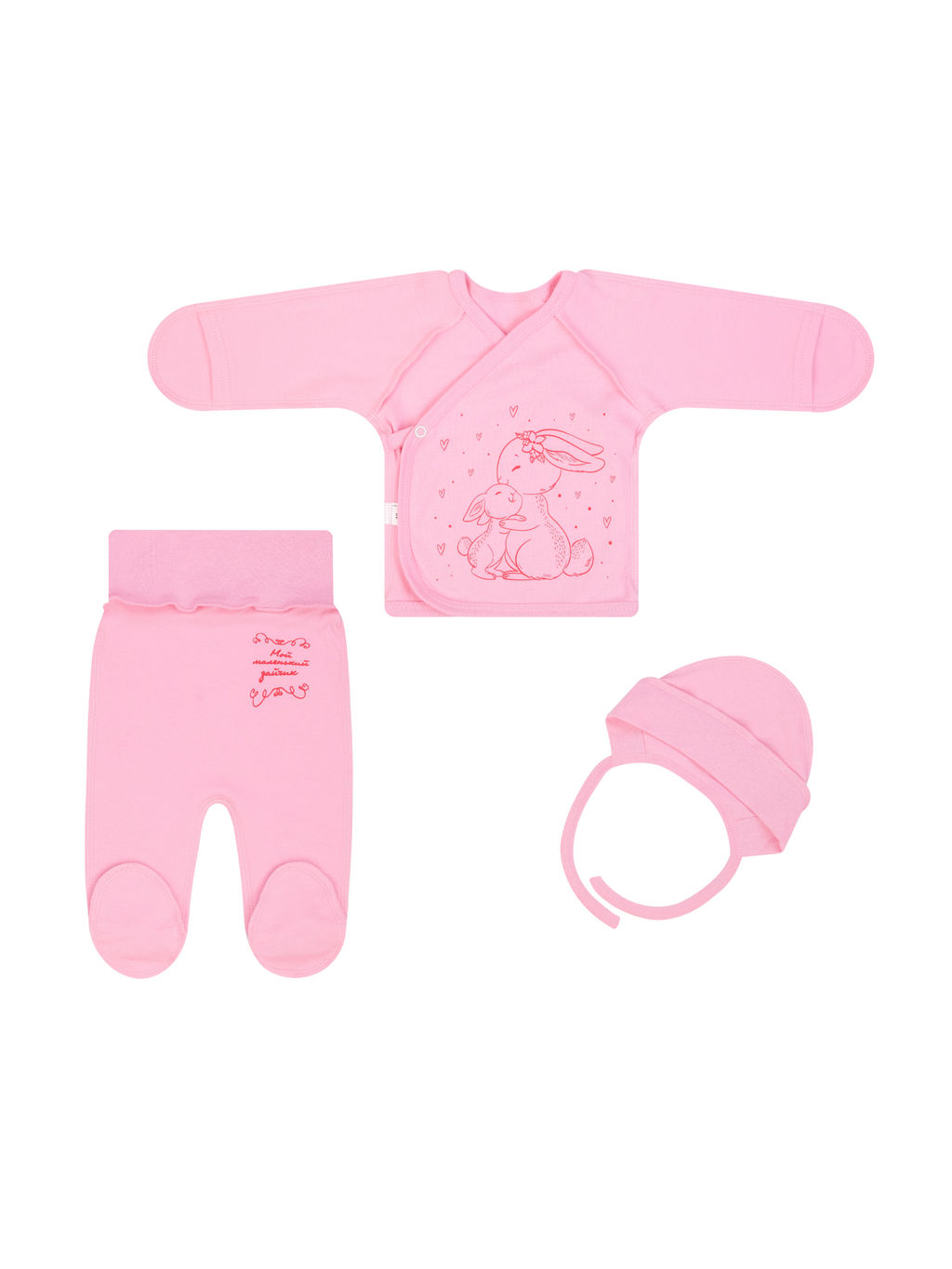 Комплект ясельный розовый зайки