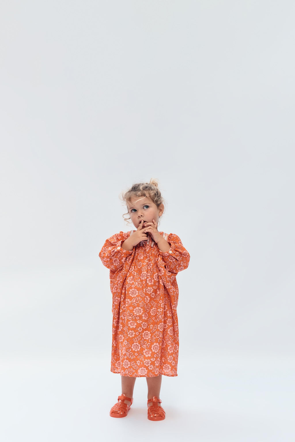 2-14 A?OS/ VESTIDO KAFT?N FLORES LIMITED EDITION / Naranja - Zara фото 4