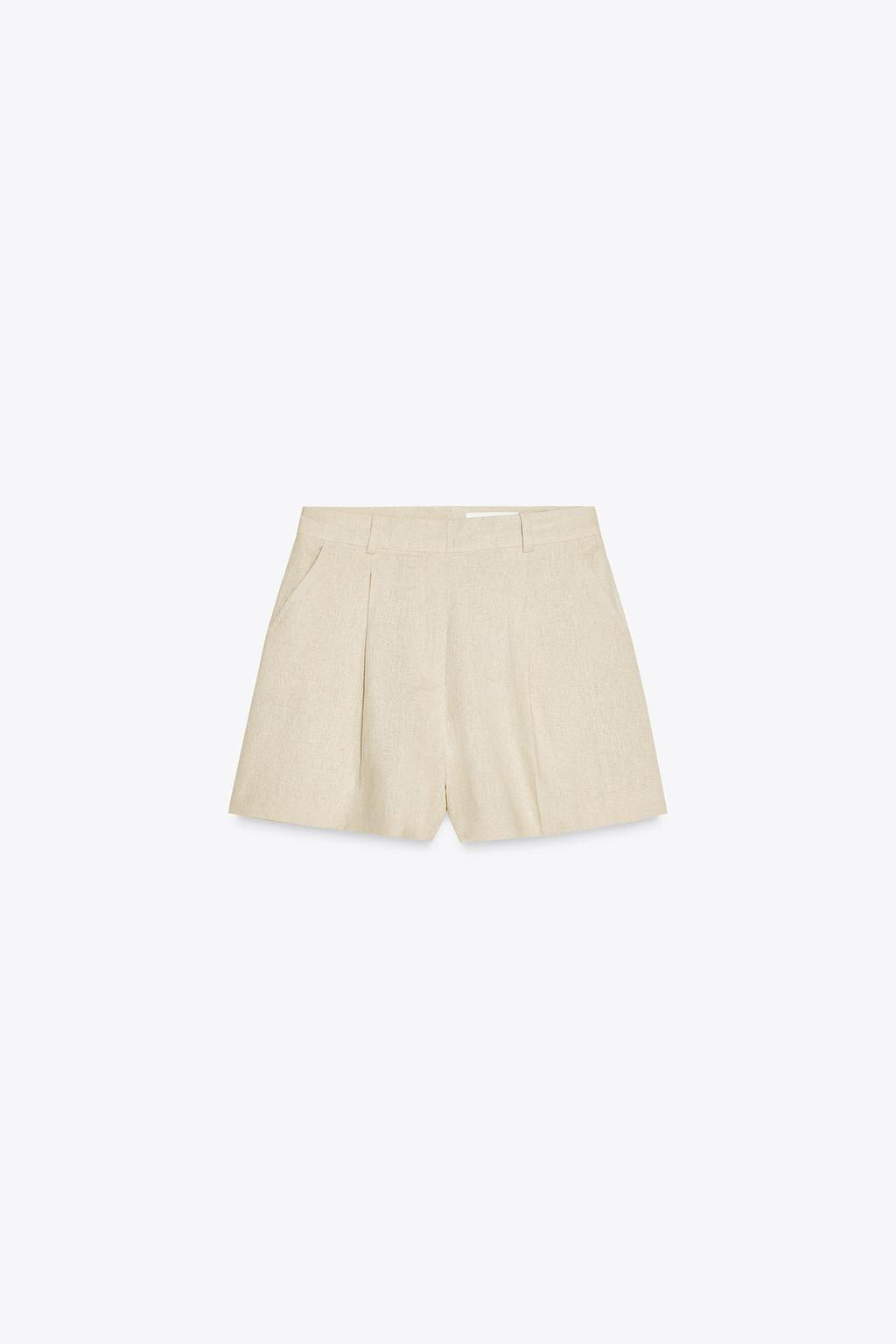 HIGH-WAIST LINEN BLEND BERMUDA SHORTS - Zara фото 18