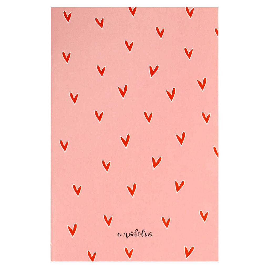 Блокнот, 120х185 мм, 32 л, арт. 72159 СЕРДЕЧКИ НА РОЗОВОМ / Блок - белый офсет 65 г/м?, клетка, мягкий переплёт (2 скобы), матовая ламинация,