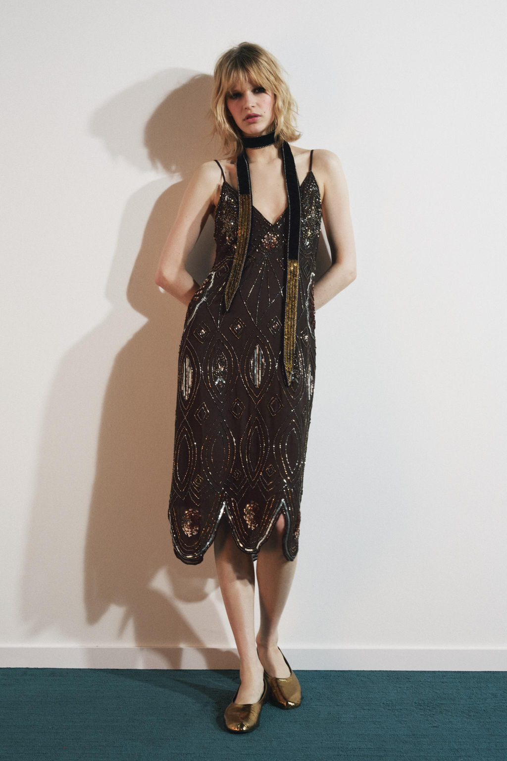 GEORGETTE SEQUIN BEAD DRESS