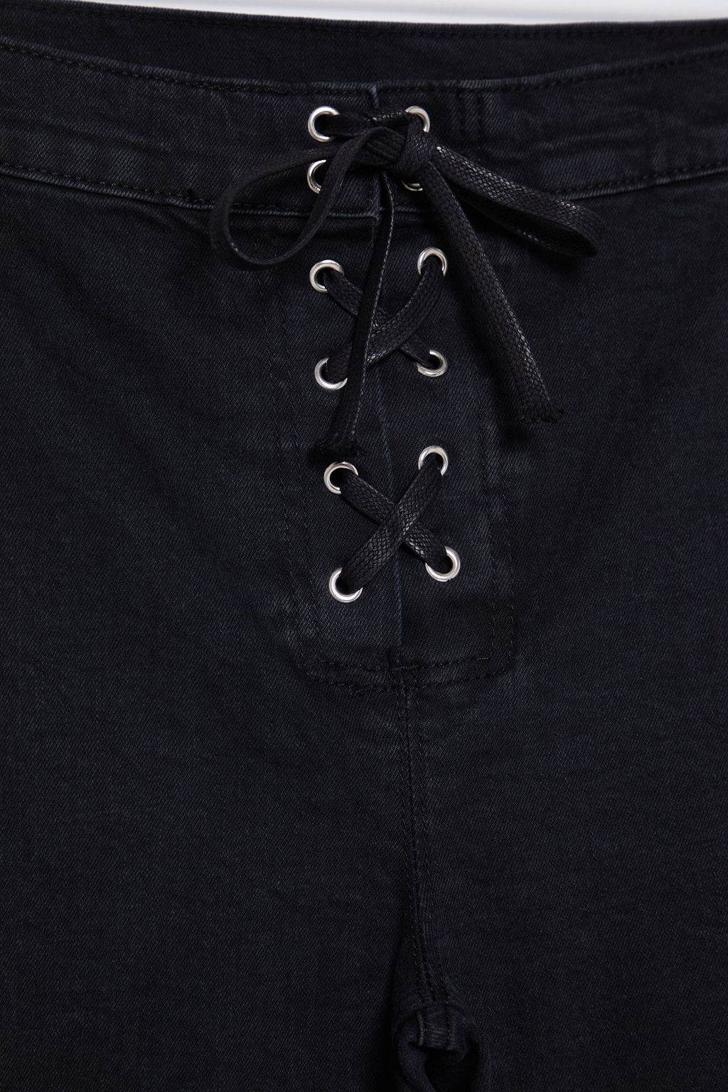 Siyah Kusgozu Baglama Detayl? Yuksek Bel Flare Jeans TWOSS25JE00005 - Trendyolmilla фото 7