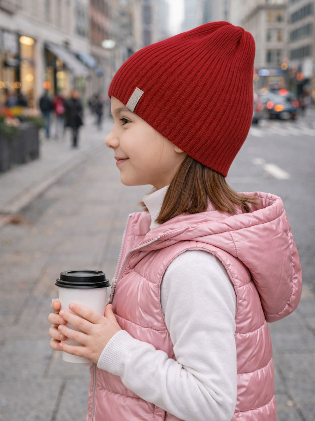 Шапка вязаная красная