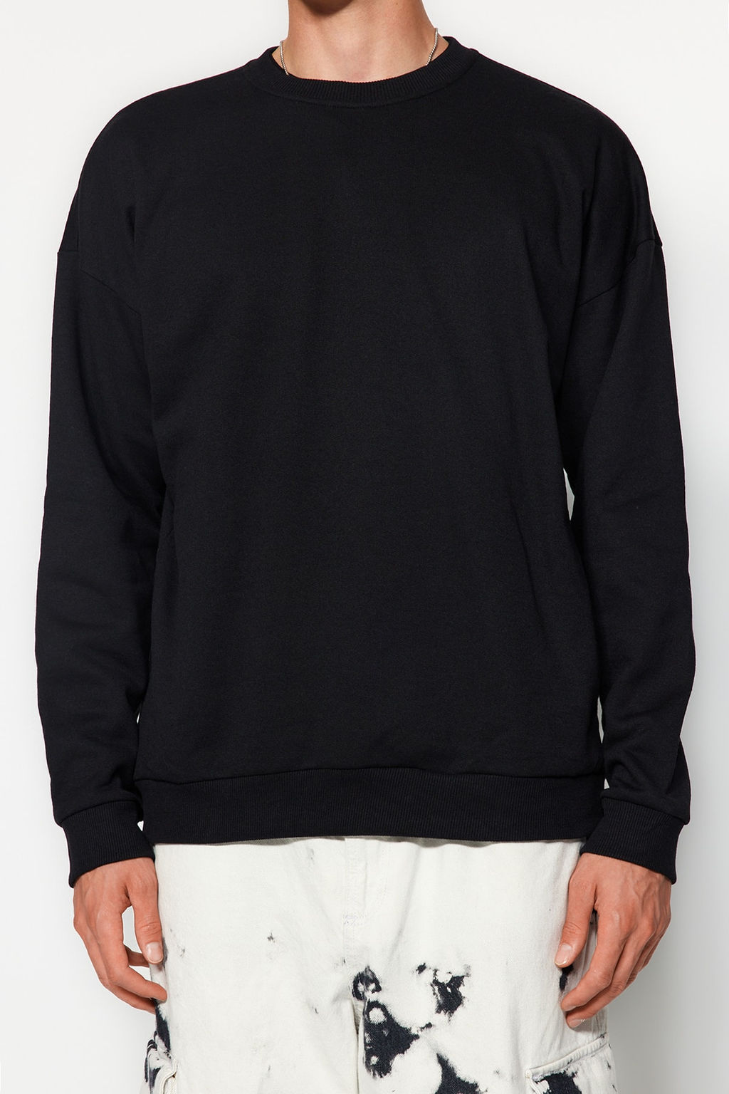 TRENDYOL MAN Lacivert Oversize/Genis Kesim S?rt Bask?l? Ici Polar/S?cak Tutan Pamuk Sweatshirt TMNAW22SW0796 - Trendyolmilla фото 18