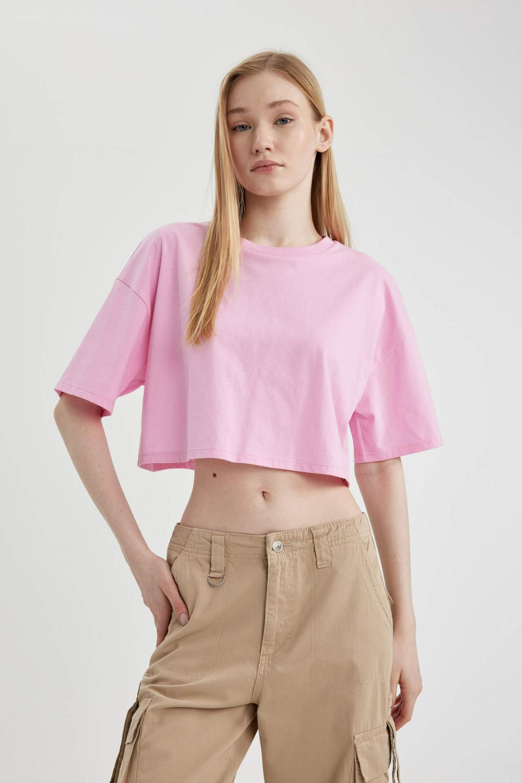 Coool Loose Fit Bisiklet Yaka Basic Duz K?sa Kollu Tisort - Defacto фото 3