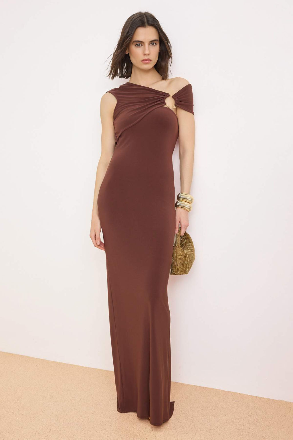 Petrol Buzgu / Drape Detayl? Saten Maxi Abiye & Mezuniyet Elbisesi TPRSS26AE00016 - Trendyolmilla фото 6