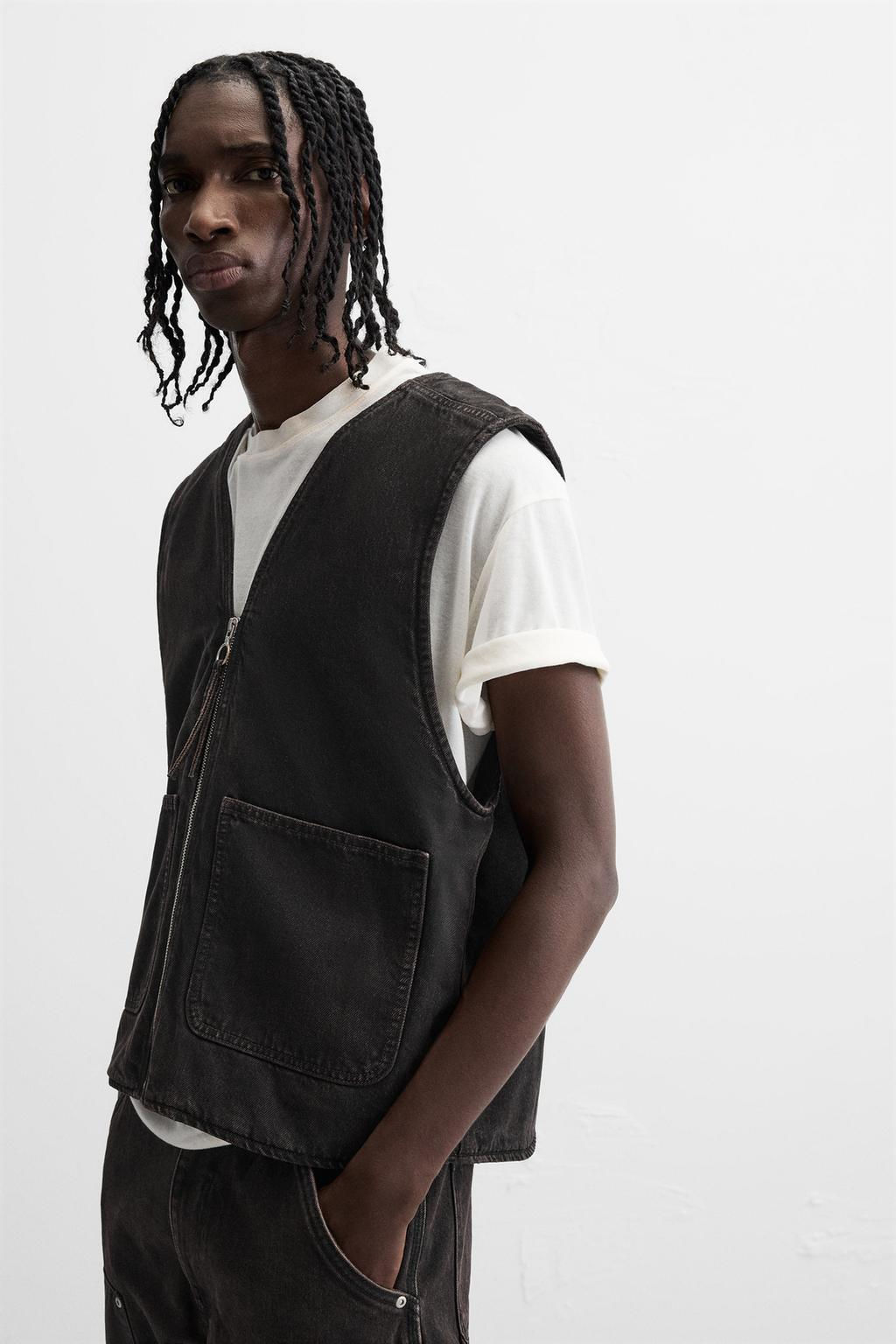 DENIM WAISTCOAT WITH POCKETS - Zara фото 5