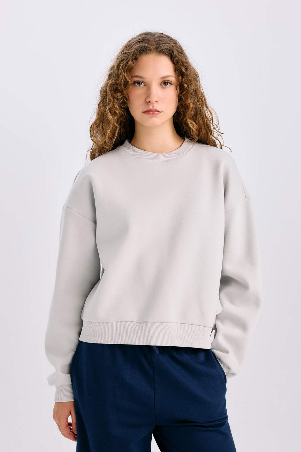 Regular Fit Bisiklet Yaka Kal?n Basic Duz Sweatshirt - Defacto фото 4