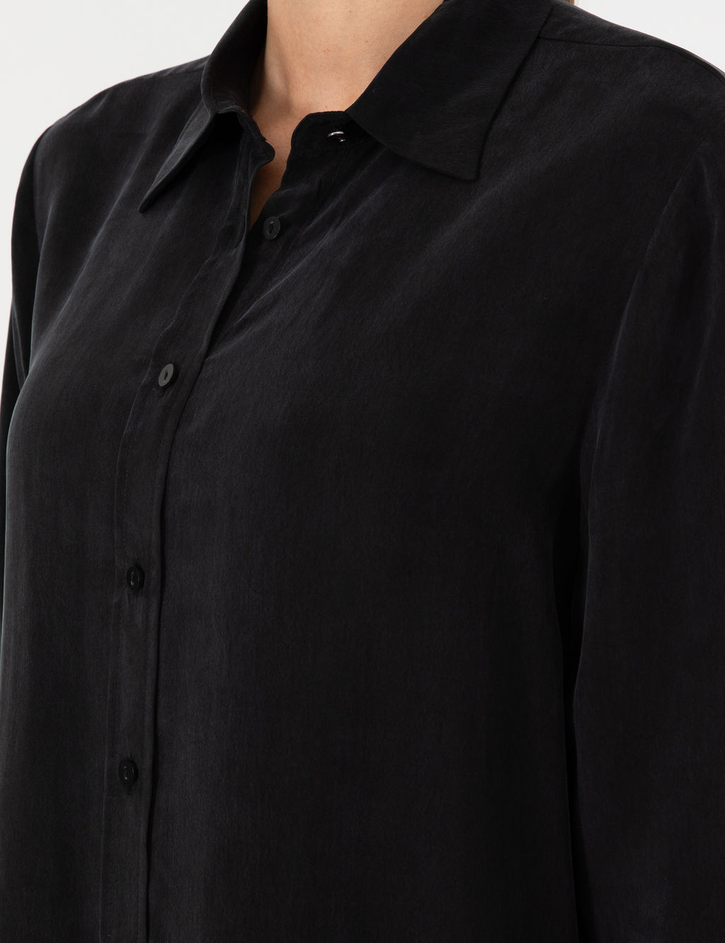Siyah Comfort Fit Kupro Kuma_ Uzun Kollu G_mlek