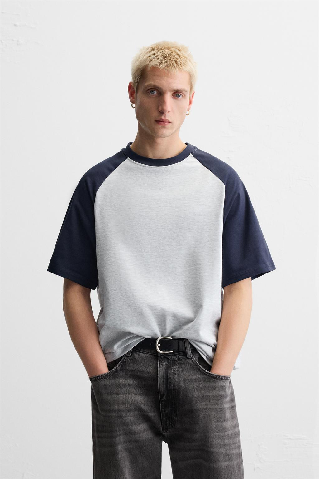 T-SHIRT WITH CONTRAST SLEEVES - Zara фото 2