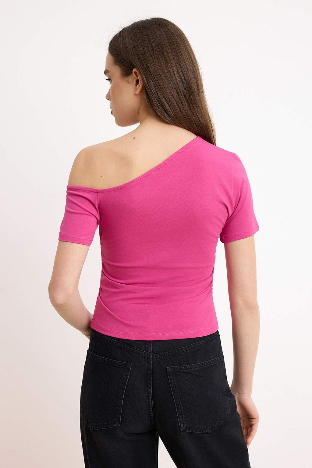 Trendyolmilla Siyah Buzgulu Asimetrik Yaka Esnek Orme Bluz TWOSS24BZ00073  фото 36