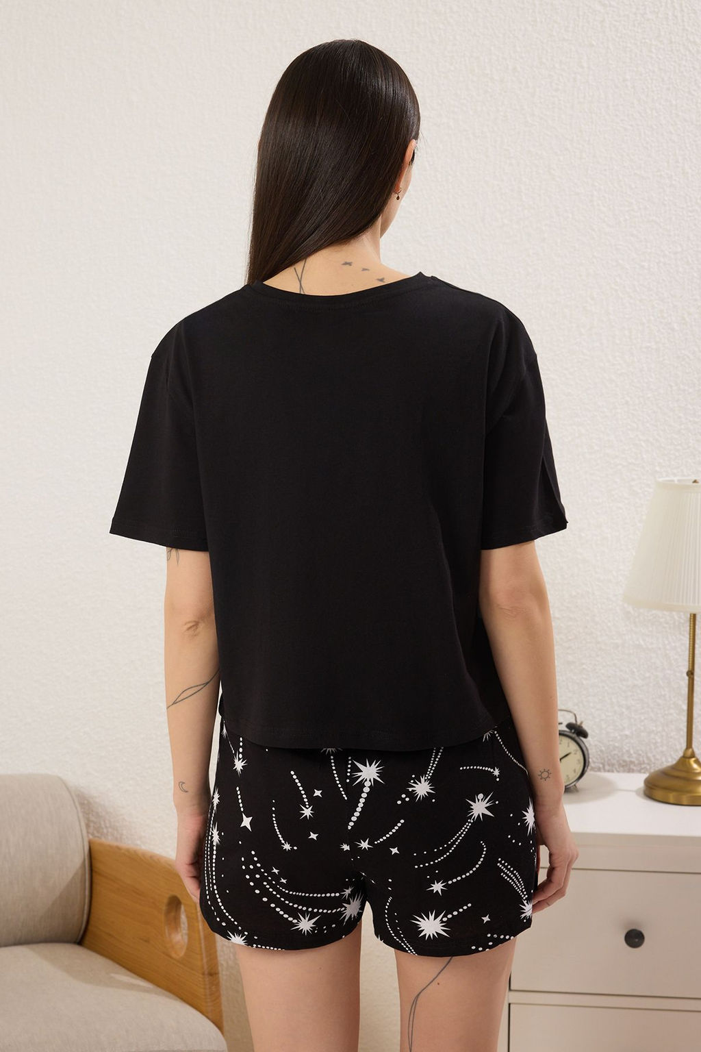 Trendyolmilla Pembe %100 Pamuklu Eglence Desenli Sortlu Orme Pijama Tak?m? THMSS25PT00393 фото 8