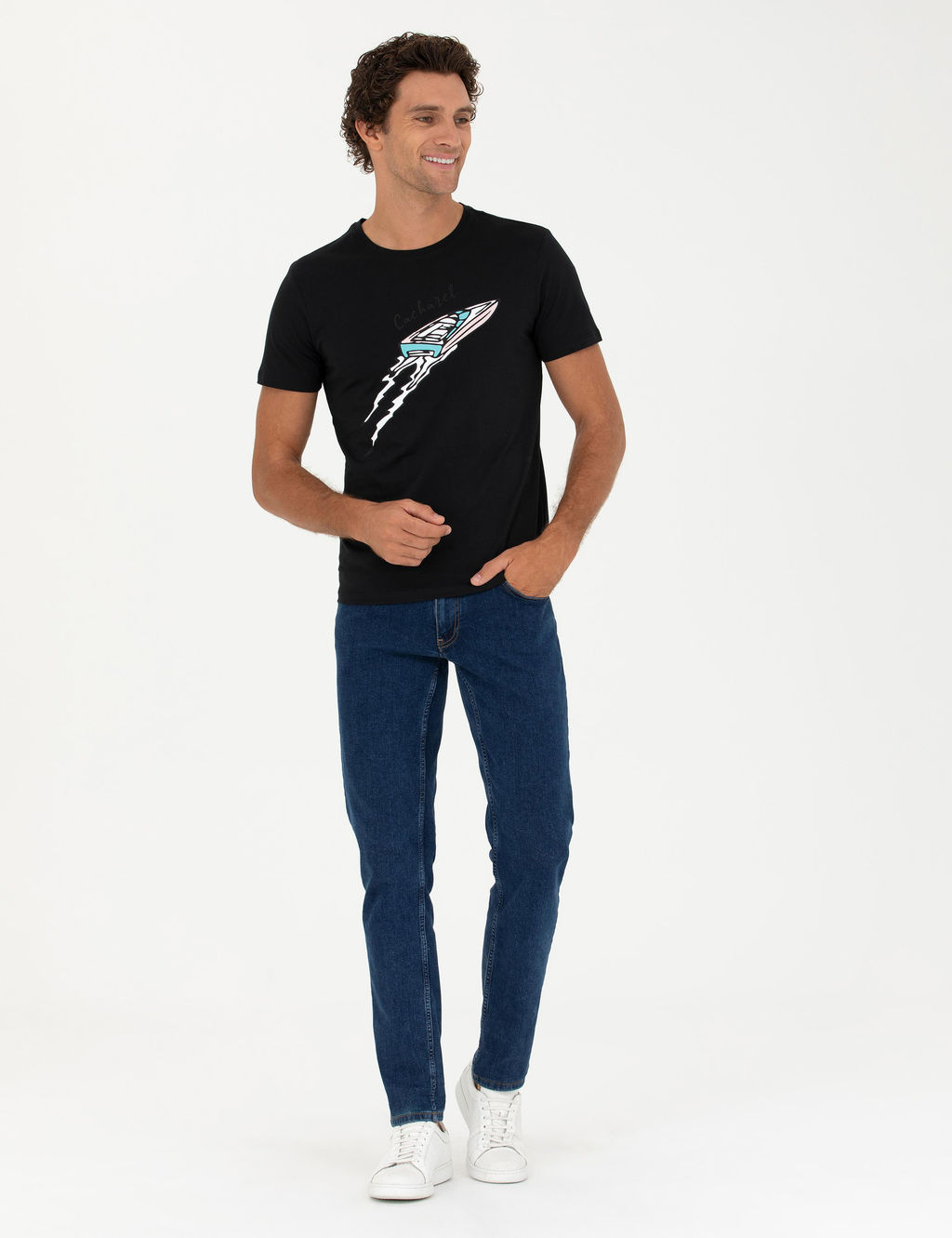 Siyah Slim Fit Ti__rt - Cacharel фото 4