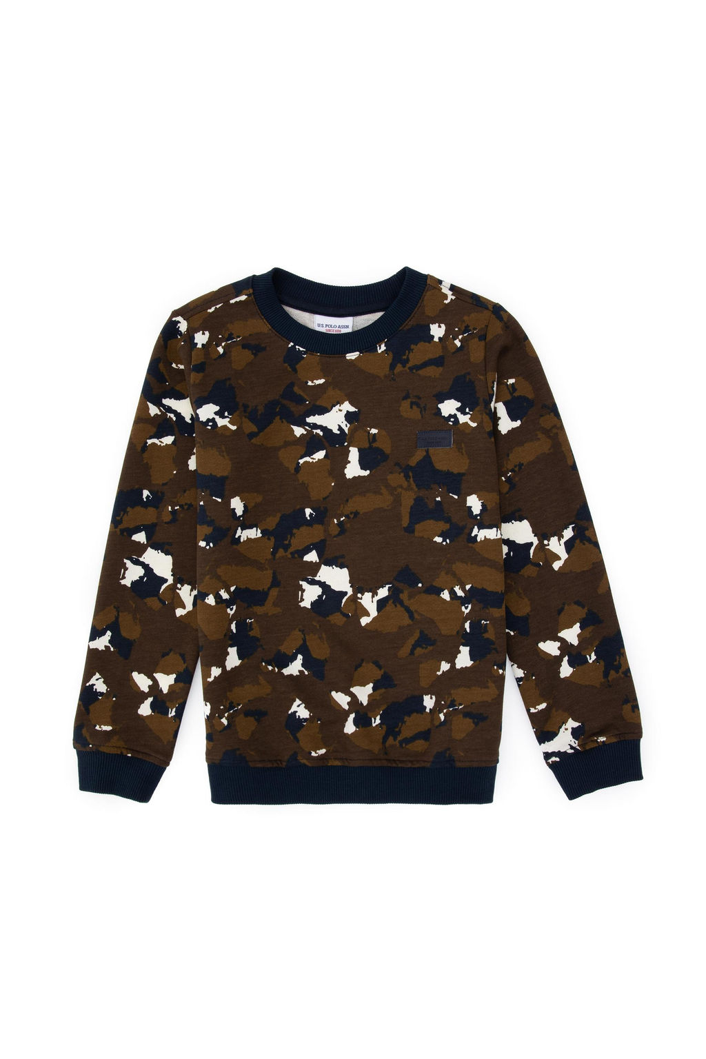 Erkek _ocuk Kahverengi Bisiklet Yaka Sweatshirt