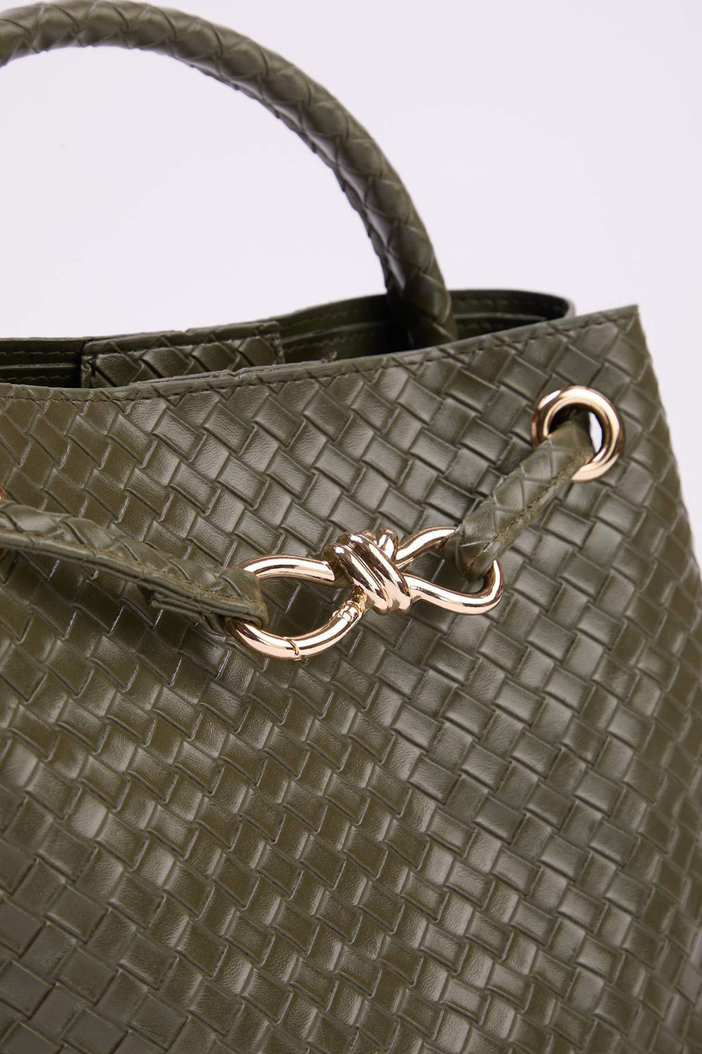 Haki Cift Kullan?ml? Orgu Suni Deri Orta Boy Kad?n Omuz Cantas? TAKSS26OC00049