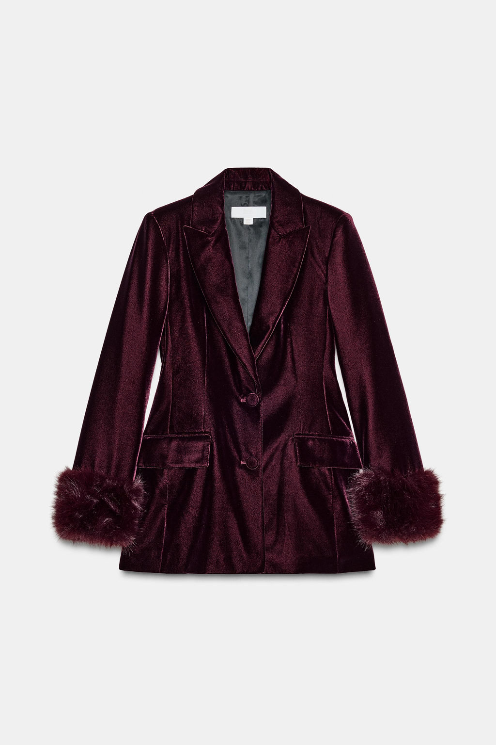 VELVET BLAZER WITH FAUX FUR CUFFS - Zara фото 6