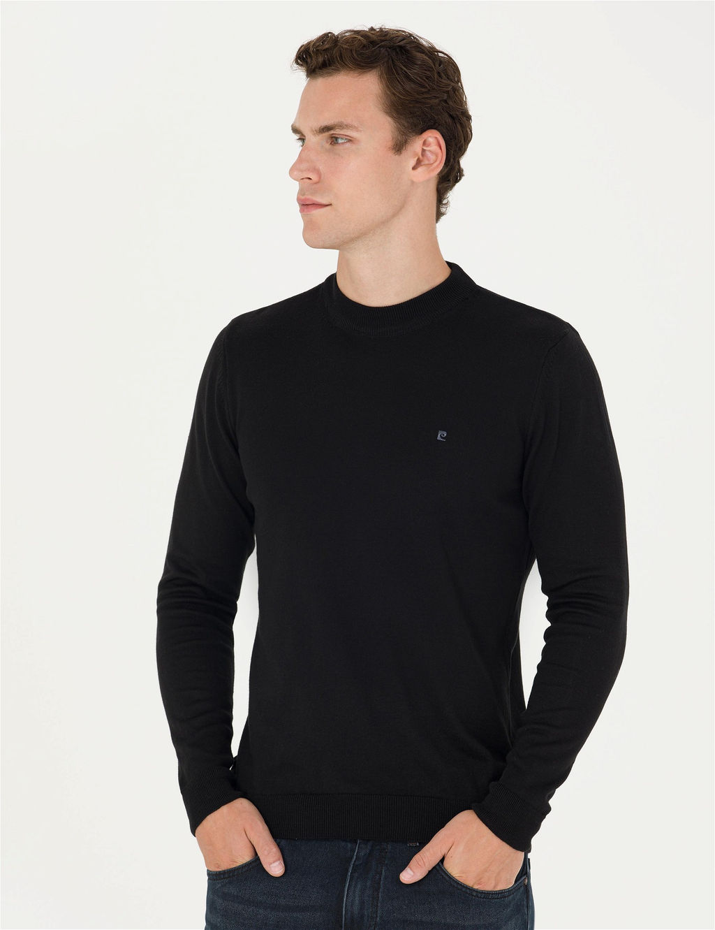 Siyah Slim Fit Yar_m Bal_k__ Yaka Basic Triko Kazak - Pierre cardin фото 3