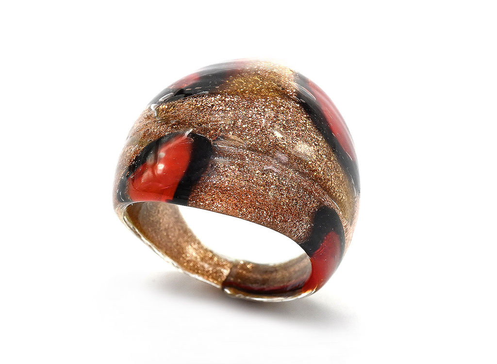 Перстень из муранского стекла модель 3 цв.золотисто-рыжий