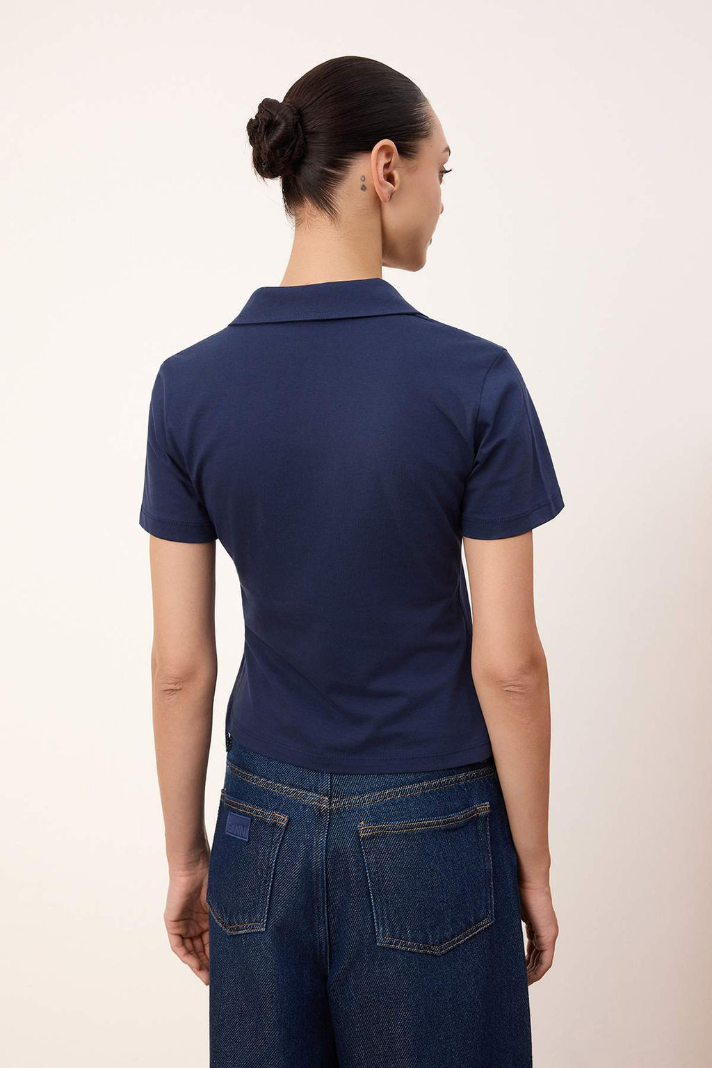 Lacivert Regular/Normal Kal?p Polo Yaka Dikis Detayl? Tok %100 Pamuk Orme Bluz TWOSS26BZ00043 - Trendyolmilla фото 12